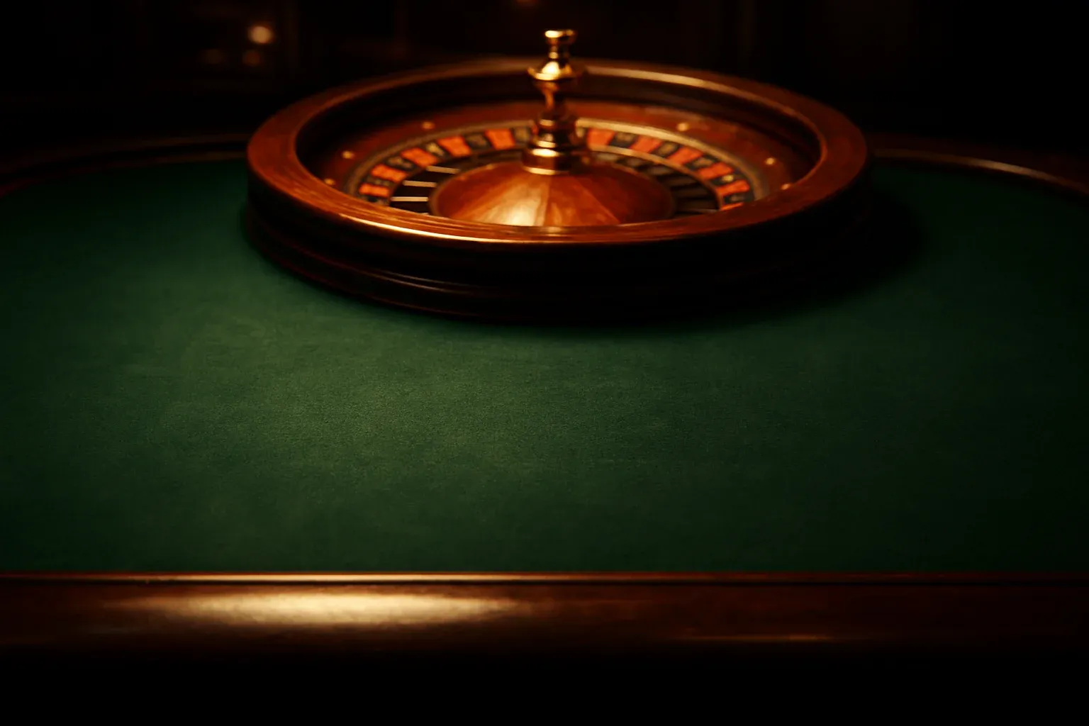 Ultra-realistic casino table with roulette wheel and dark green felt