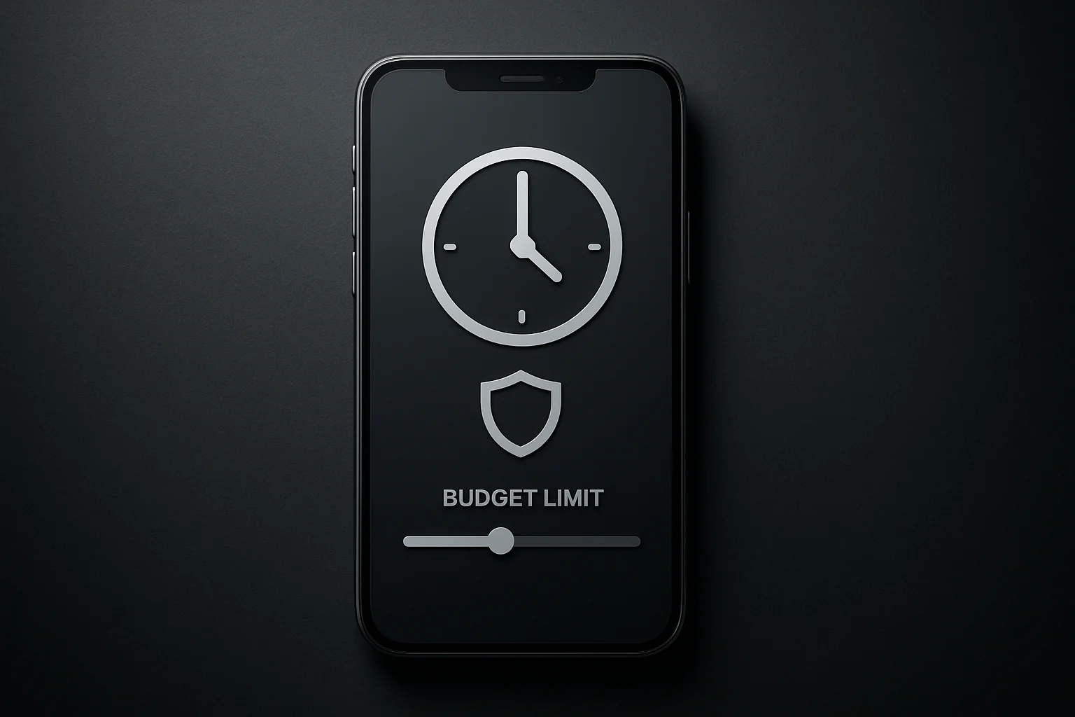 Smartphone displaying responsible play safety icons and budget time limits